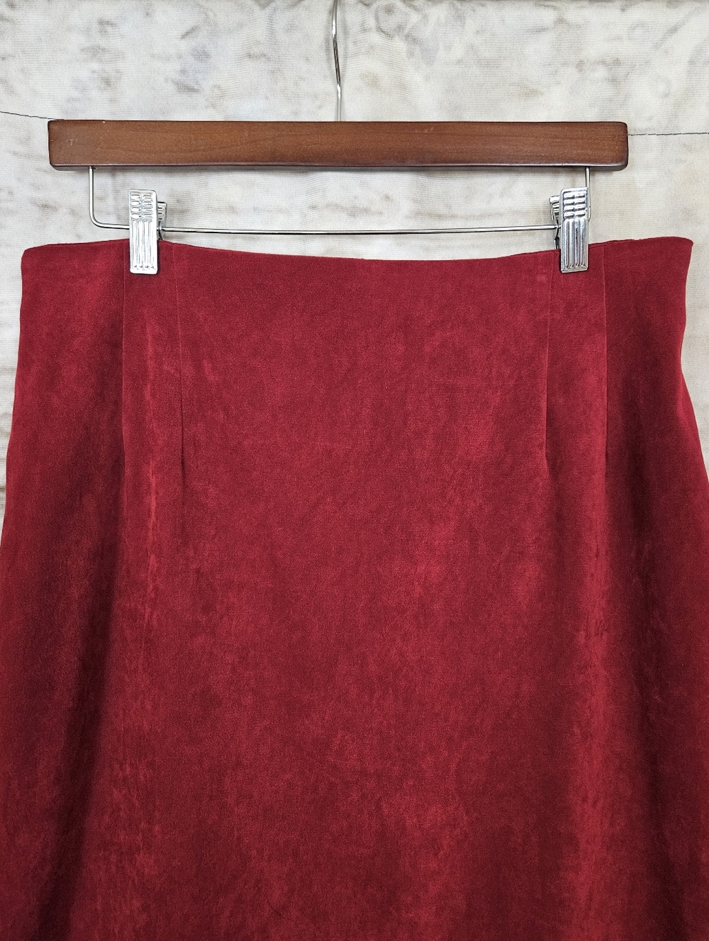 Vintage 1990s Burgundy Red Midi Pencil Skirt M 90s Briggs Whimsigoth - Picture 9 of 14